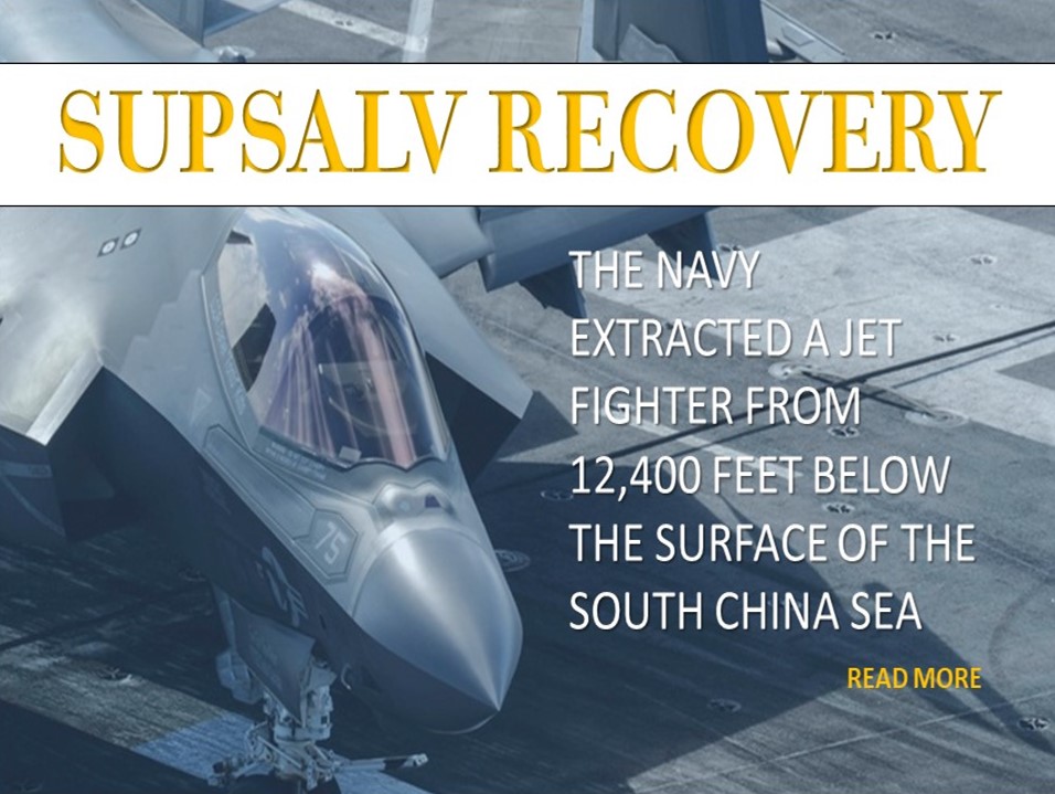 SUPSALV extracts a jet fighter from 12,400 feet below the surface of the South China Sea